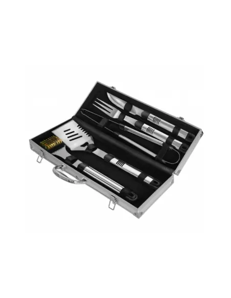 Set 5 ustensile din inox pentru gratar cutie din