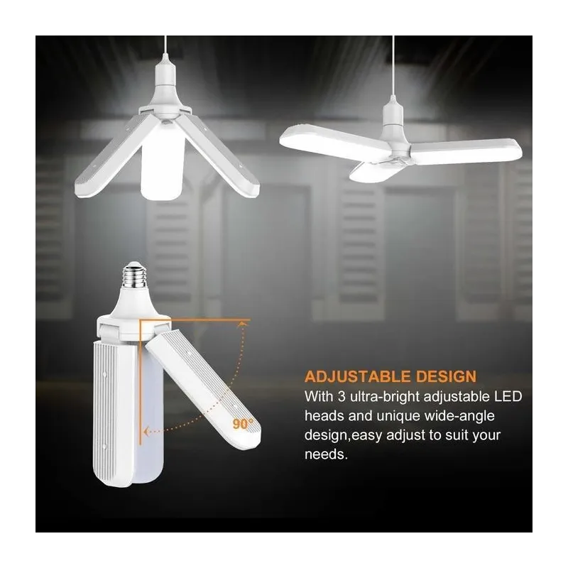 Lampa LED cu 3 brate mobile ajustabile, E27 6500K 45W, Alb Rece