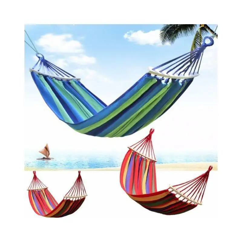 Hamac din bumbac cu bara de lemn red-mag.ro