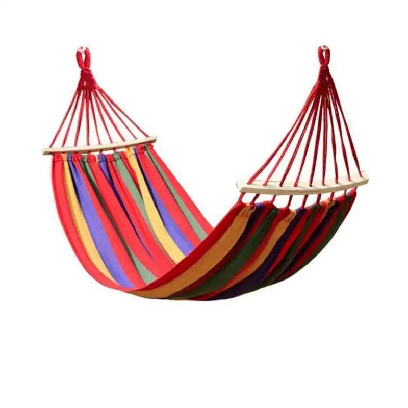 Hamac din bumbac cu bara de lemn red-mag.ro