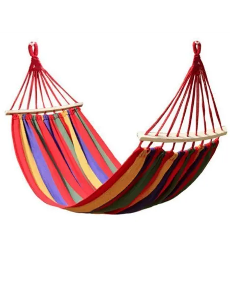 Hamac din bumbac cu bara de lemn red-mag.ro