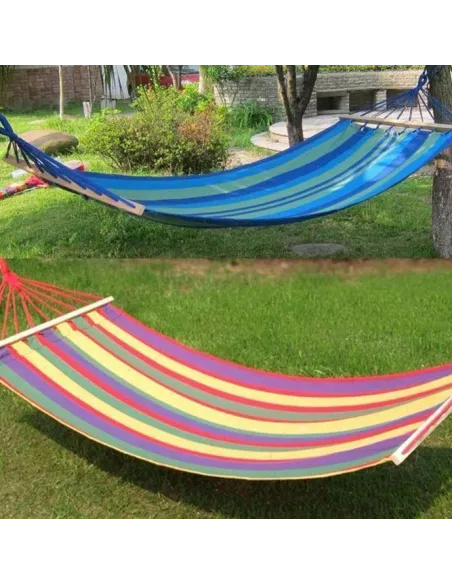 Hamac din bumbac cu bara de lemn red-mag.ro