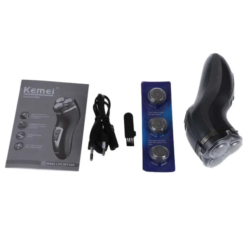 Aparat ras 3 capete 3D Kemei KM - 890, reîncărcabil red-mag.ro