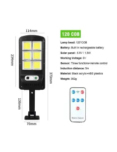 Proiector solar 120 COB LED cu telecomanda red-mag.ro 2