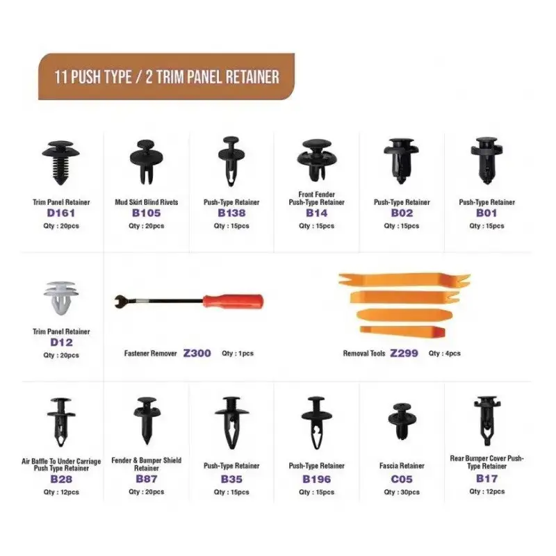 Set 229 buc, clipsuri, bulbi auto W11315 WENCHANG red-mag.ro