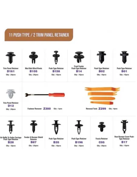 Set 229 buc, clipsuri, bulbi auto W11315 WENCHANG red-mag.ro