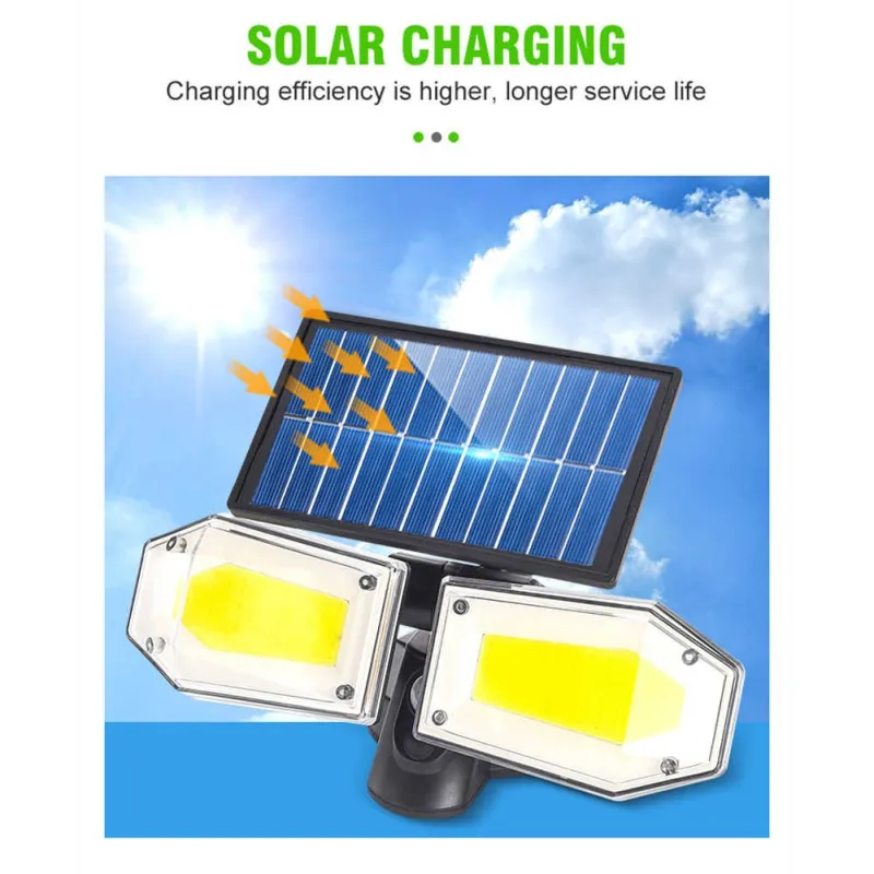 Proiector solar dublu 130 COB cu senzor de miscare, ip 65