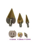 Set 3 x Burghiu conic metal in trepte, spiral conic 4-32 mm