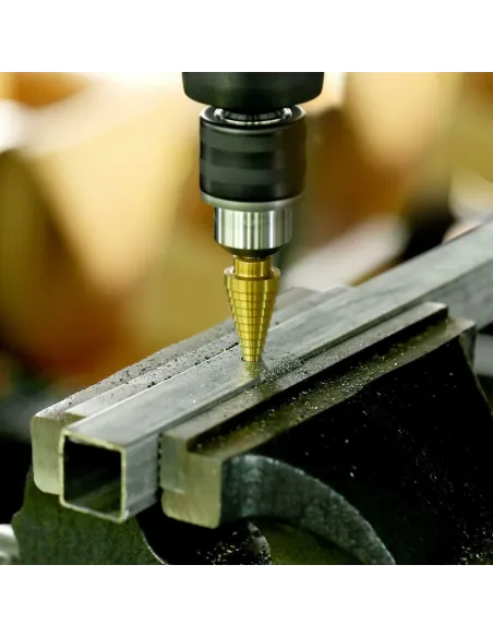 Set 3 x Burghiu conic metal in trepte, spiral conic 4-32 mm