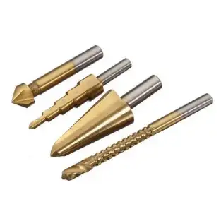 Set 4 x Burghiu HSS conic metal in trepte, spiral conic