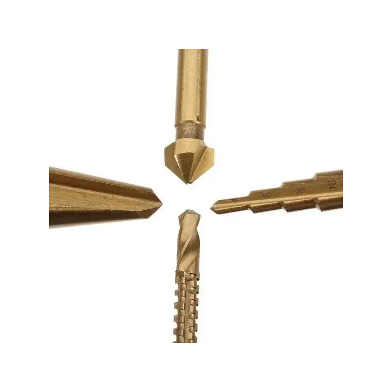 Set 4 x Burghiu HSS conic metal in trepte, spiral conic