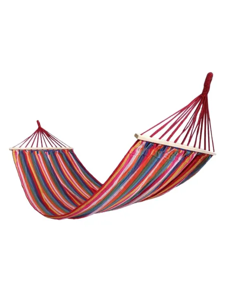 Hamac multicolor bumbac 100x180cm, cu bara de lemn red-mag.ro