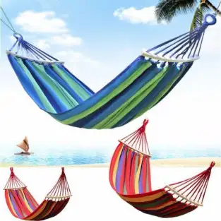 Hamac din bumbac cu bara de lemn red-mag.ro 2