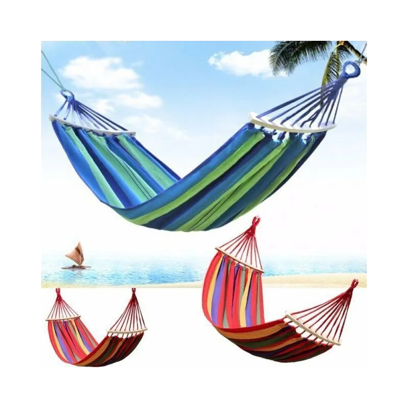 Hamac din bumbac cu bara de lemn red-mag.ro