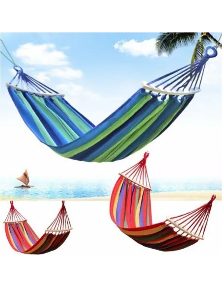 Hamac din bumbac cu bara de lemn red-mag.ro