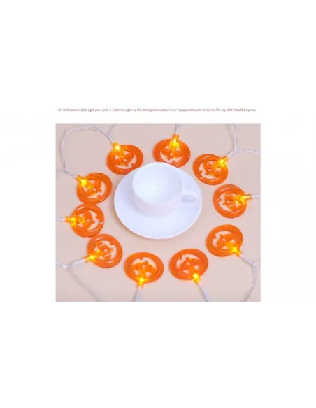 Instalatie LED 20 dovleci Halloween cu baterii red-mag.ro