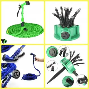 Furtun extensibil 45 m, aparat de udat inclus + Aspersor de