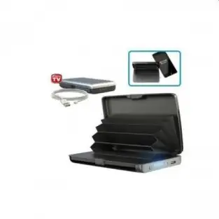 Portofel carduri anti furt, securizat, cu baterie externa