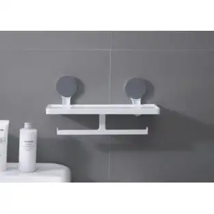 Suport hartie igienica cu raft si suport prosop red-mag.ro