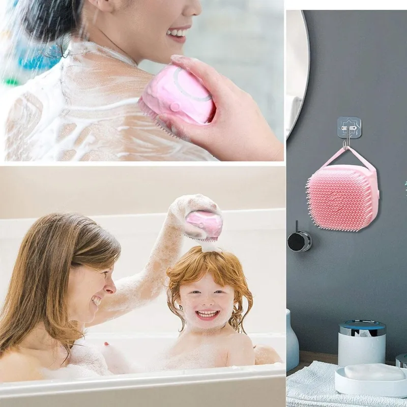 Set 2 x Burete din silicon cu rezervor pentru sampon, 80 ml