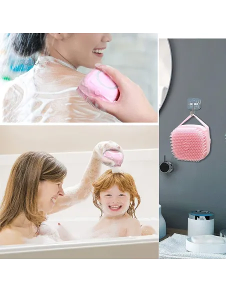 Set 2 x Burete din silicon cu rezervor pentru sampon, 80 ml