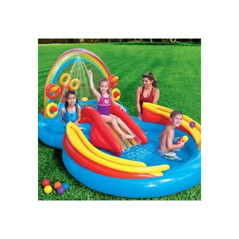 Piscina gonflabila cu tobogan 2.95 x 1.90 x 1.35 M, red-mag.ro