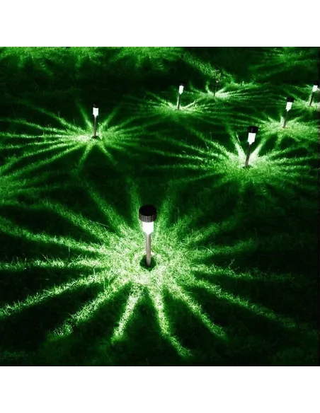 10 buc Lampi solare gradina, LED, exterior din oțel inoxidabil