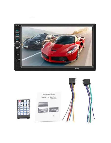 PLAYER AUTO 7018B, 2DIN, NEGRO, RADIO FM, CAMERA DE VIZUALIZARE