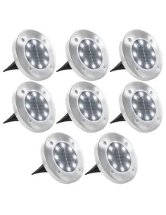 Set 8 x lampa solara cu 4 LED si senzor de lumina cu fixare in 2