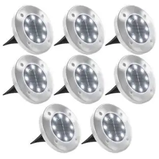 Set 8 x lampa solara cu 4 LED si senzor de lumina cu fixare in 2