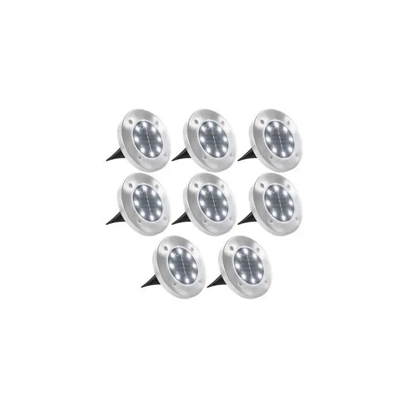 Set 8 x lampa solara cu 4 LED si senzor de lumina cu fixare in