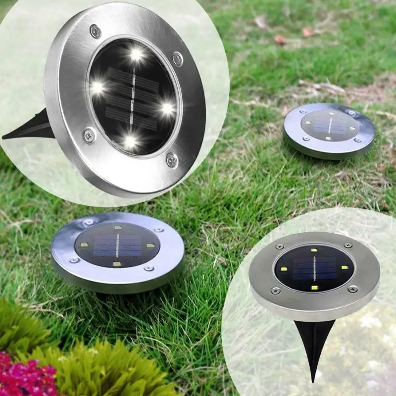 Set 8 x lampa solara cu 4 LED si senzor de lumina cu fixare in