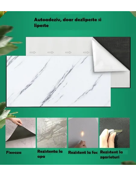 10 x Placi autoadezive tip marmura, impermeabile, dimensiune