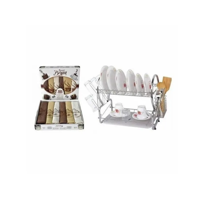 Suport de vase din inox cromat + Set 6 prosoape