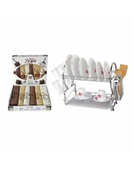 Suport de vase din inox cromat + Set 6 prosoape