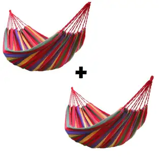 1+1 Hamac multicolor din bumbac + husa red-mag.ro