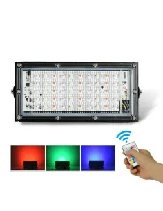 Proiector exterior cu lumina alba si RGB, 50 LED, 50W