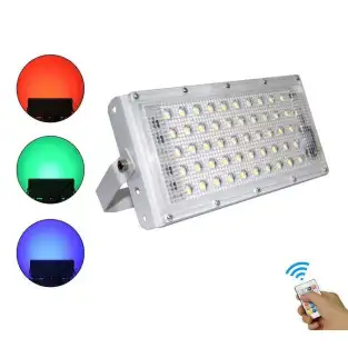 Proiector exterior cu lumina alba si RGB, 50 LED, 50W 2