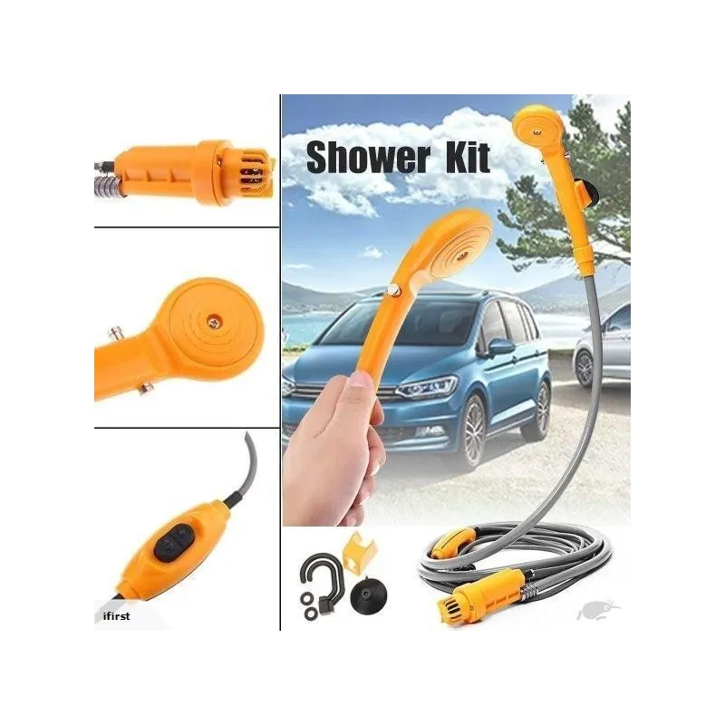 Set dus auto portabil pentru camping, 12 V, cablu 5M red-mag.ro