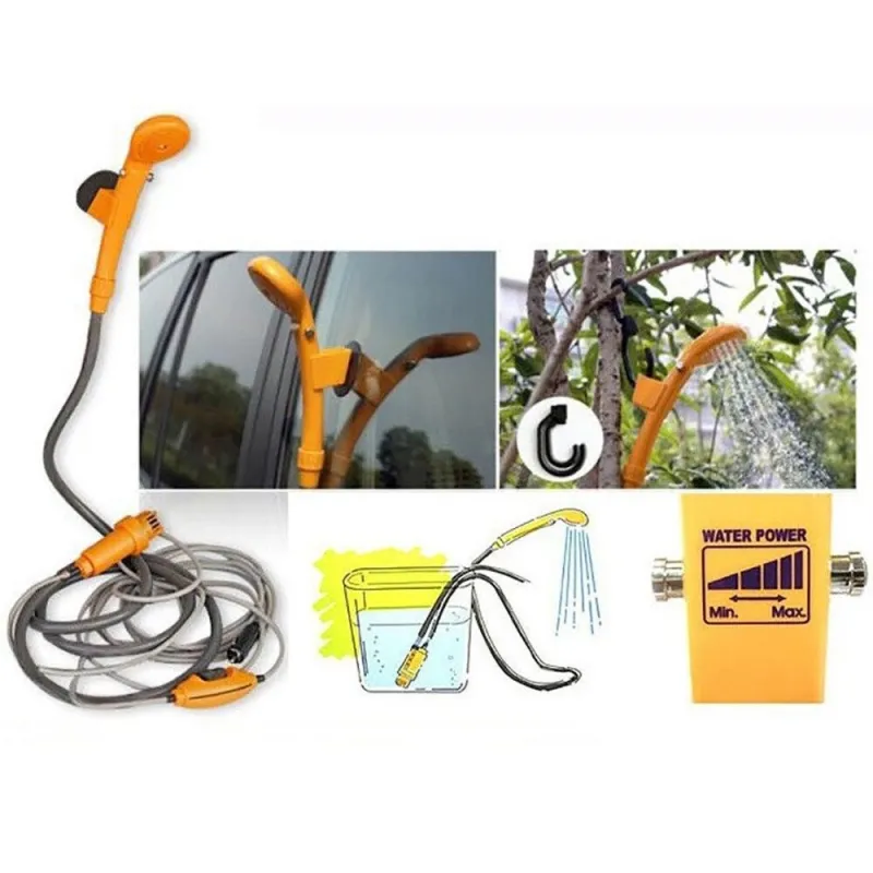 Set dus auto portabil pentru camping, 12 V, cablu 5M red-mag.ro