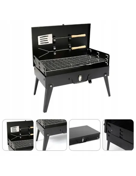 Gratar pliabil de gradina cu accesorii BBQ red-mag.ro