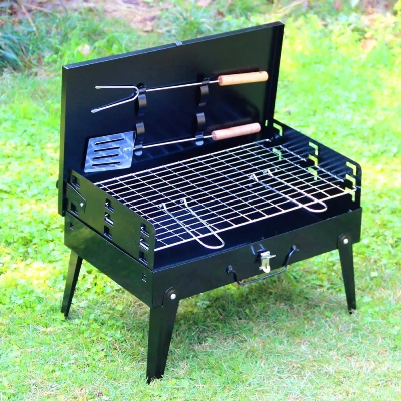Gratar pliabil de gradina cu accesorii BBQ red-mag.ro