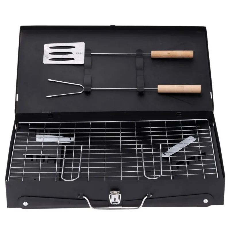 Gratar pliabil de gradina cu accesorii BBQ red-mag.ro