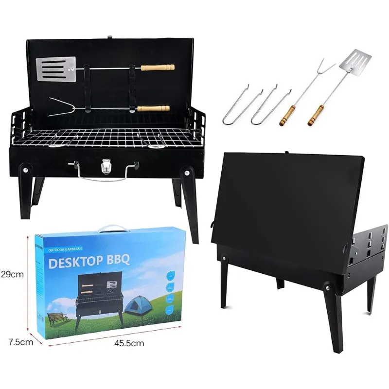 Gratar pliabil de gradina cu accesorii BBQ red-mag.ro