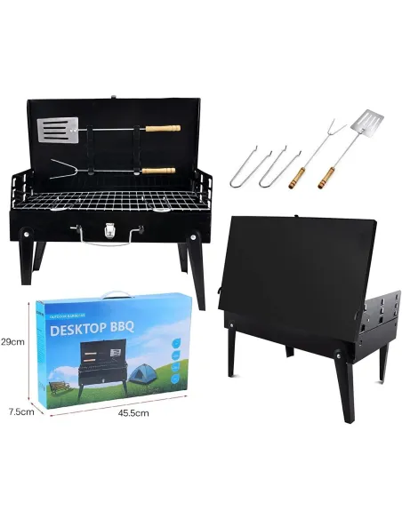 Gratar pliabil de gradina cu accesorii BBQ red-mag.ro