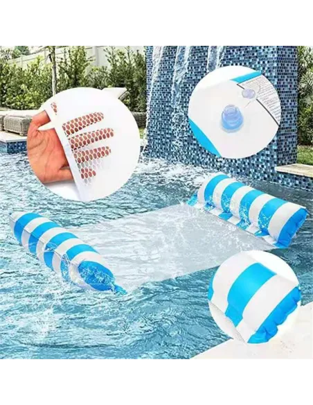 Sezlong gonflabil pentru plaja/apa, 70x120 cm, Roz/Albastru