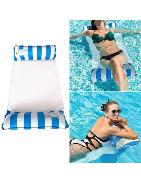 Sezlong gonflabil pentru plaja/apa, 70x120 cm, Roz/Albastru