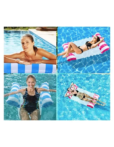 Sezlong gonflabil pentru plaja/apa, 70x120 cm, Roz/Albastru