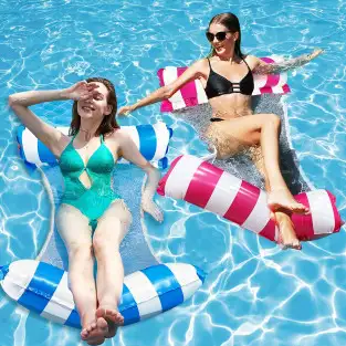 Sezlong gonflabil pentru plaja/apa, 70x120 cm, Roz/Albastru 2
