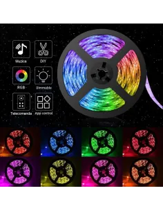 Kit Banda LED RGB Andowl,5 Metri,Sincroniza Muzica,Bluetooth 2